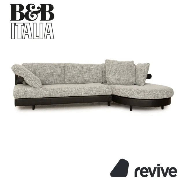 B&B Italia Sity Fabric Sofa Black Grey Corner Sofa Couch Neubezug