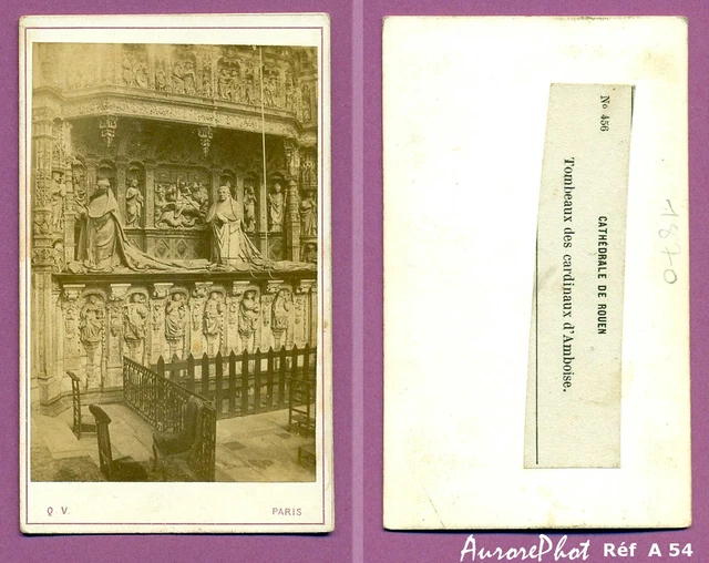 Carte De Visite Photo Vintage - Cathédrale Notre-Dame De Rouen, Circa 1882