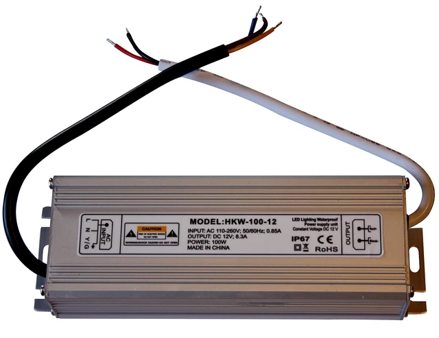 100 WATT 12V Trafo Transformator Network Power Supply LED Halogen IP 67 ...