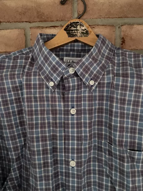 LL Bean Men Shirt Size Large Button Down Long Sleeve Plaid Traditional Fit Shirt