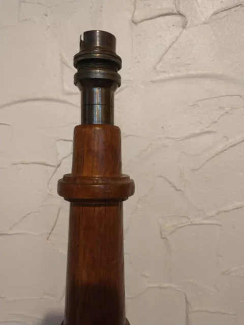 Unusual Vintage Turned Oak Table Desk Lamp-Beautiful Grain - Quality Made - 44cm 3