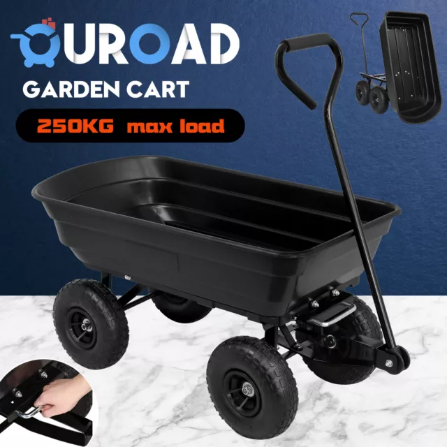 Garden Cart 250kg Trolley Wagon Dump Cart Wheelbarrow Yard Farm