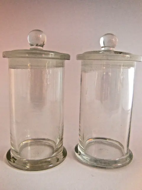 2  kleine Gläser Glas mit Knopfdeckel Apothekergläser Vorratsglas Standgefäß 2