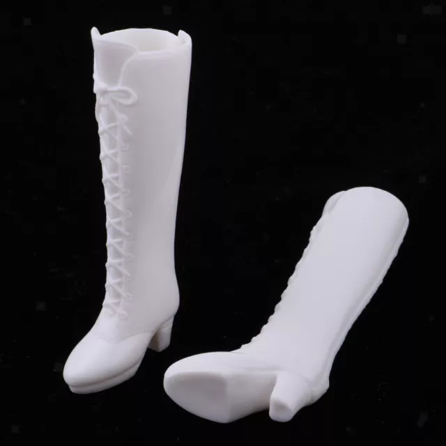 1/6 Scale Dolls Shoes White Boots for Blythe Licca for Momoko Party Outfit 3