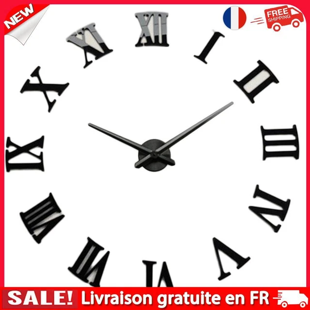 Cadran D'horloge Autocollant Rond 25cm Chiffres Romains En Acrylique Miroir - Remplacement DIY Pour Salon, Entrée, Hôtel