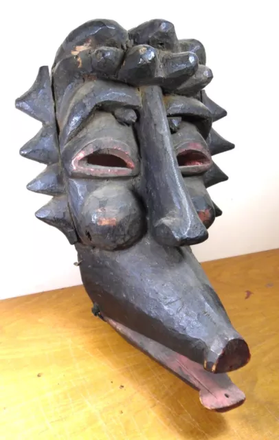 Authentic Old African IBIBIO MASK Nigeria Articulated jaw [Boston Primitive] WOW