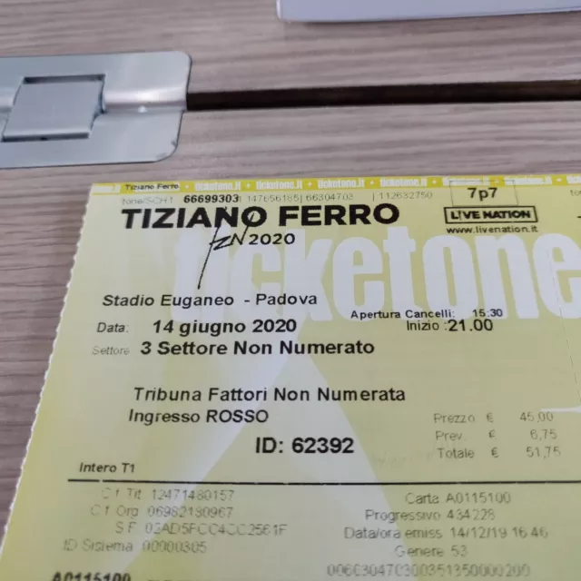 PADOVA Biglietto Concerto Tiziano Ferro 14 Luglio 2023 - NON NOMINATIVO - Prato