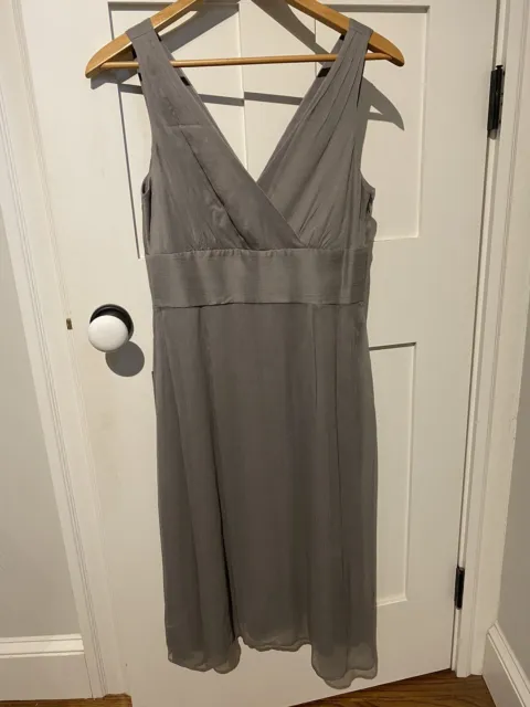 JCrew Women's Silk Chiffon Dress Light Gray Size 10