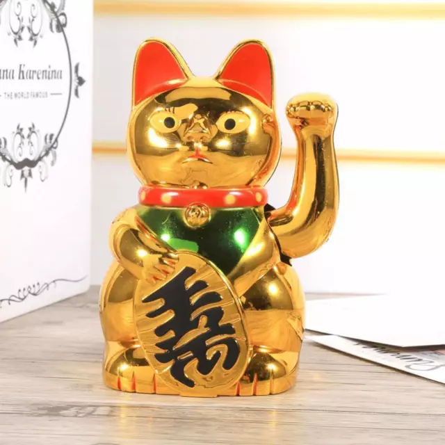 Lucky Fortune Maneki Neko Beckoning Cat Money Waving Battery Feng Chinese X9E3