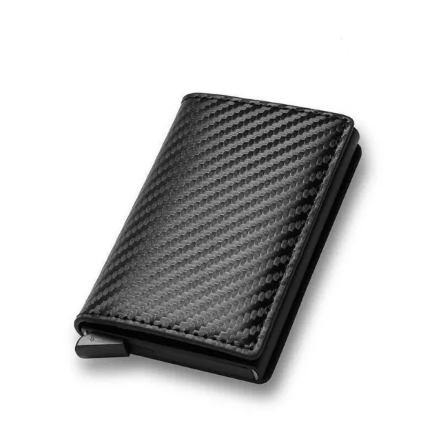 Mens RFID Blocking Wallet Leather Wallet Credit Card Holder Carbon Fiber Purse 2