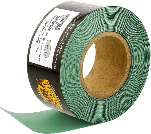 Premium 2000 Grit Green Film PSA Longboard Sandpaper 20 Yard Long Continuous Rol