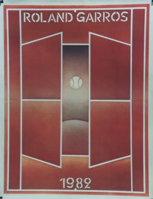 "ROLAND GARROS 1982" Affiche originale entoilée  FOLON   62x79cm