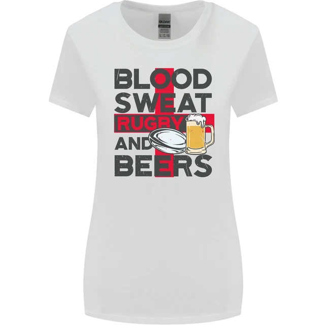 Blood Sweat Rugby and Beers England Funny Womens Wider Cut T-Shirt