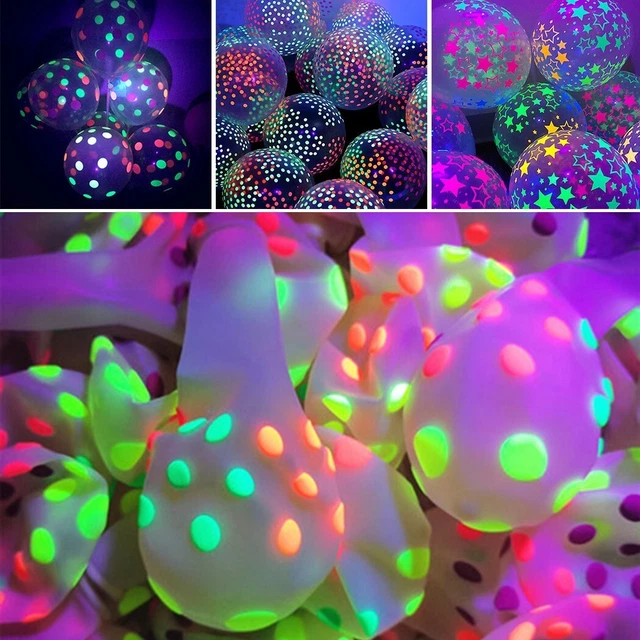 Globos iluminados cumpleaños 10x, ambiente claro necesidades de fiesta luz negra