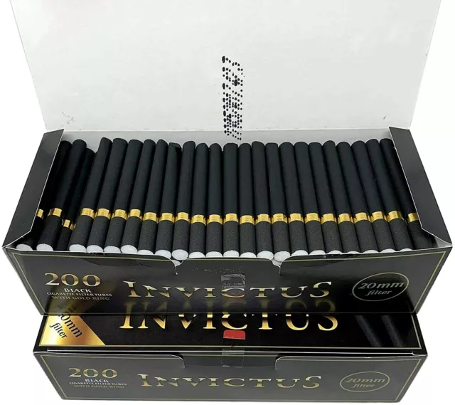 Invictus BLACK premium EMPTY Cigarette Filter Tubes 200 tubes-make your own