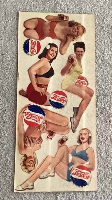 VTG Pepsi Decal Stickers Push Pull Out Kleen-stik Lot Of 5 Girls Very Rare!