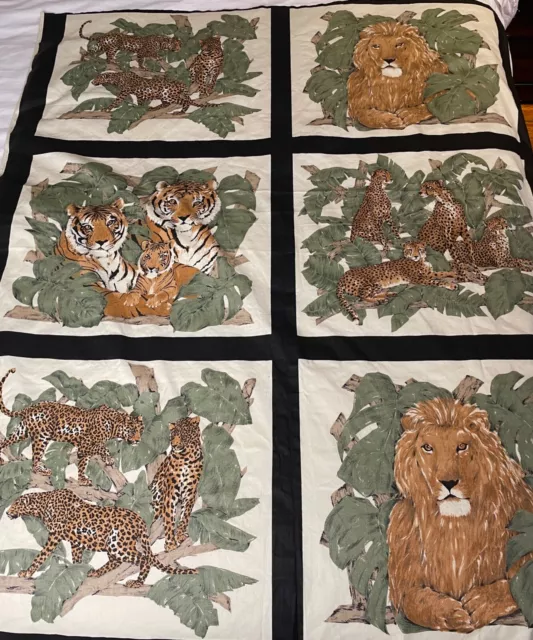 VTG JOAN KESSLER Concord Lion Tiger Cheetah Print Cotton Fabric 43" Wx