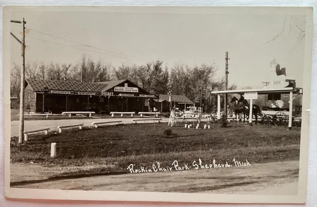 RPPC Real Photo Postcard - Rockin Chair Park, Shepherd, Michigan MI