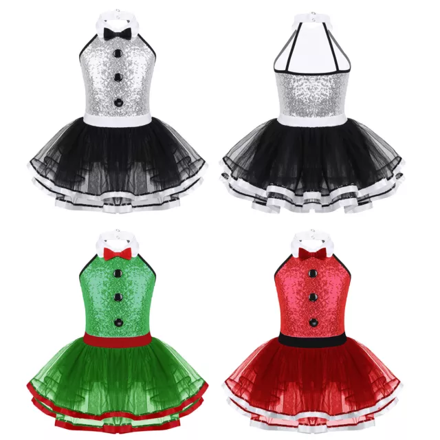 US Girls Shiny Sequin Ballet Dance Tutu Dress Modern Jazz Street Dancing Costume