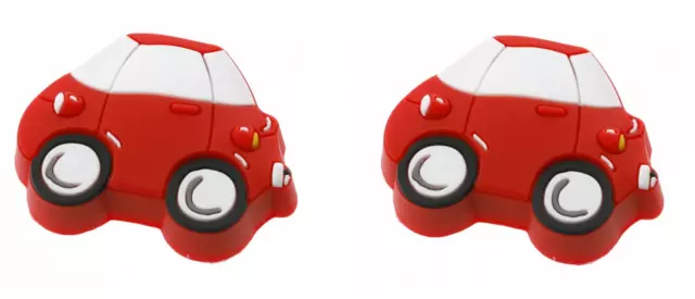 2x Pomo de Muebles Auto Infantil Botones Cajón Goma Tirador Armarios Rojo