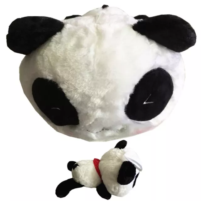 Nuovo 26.7cm Carino Nero e Bianco Panda Con Rosso Sciarpa Scarico Peluche per