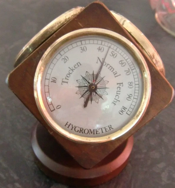 Wetterstation Kubus Holz Thermometer Barometer Hygrometer 70er Wetterstation Kubus Holz Thermometer Barometer Hygrometer 70er