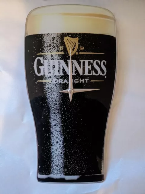 Guinness Draught Pint Shaped Glass Bar Clock No Movement