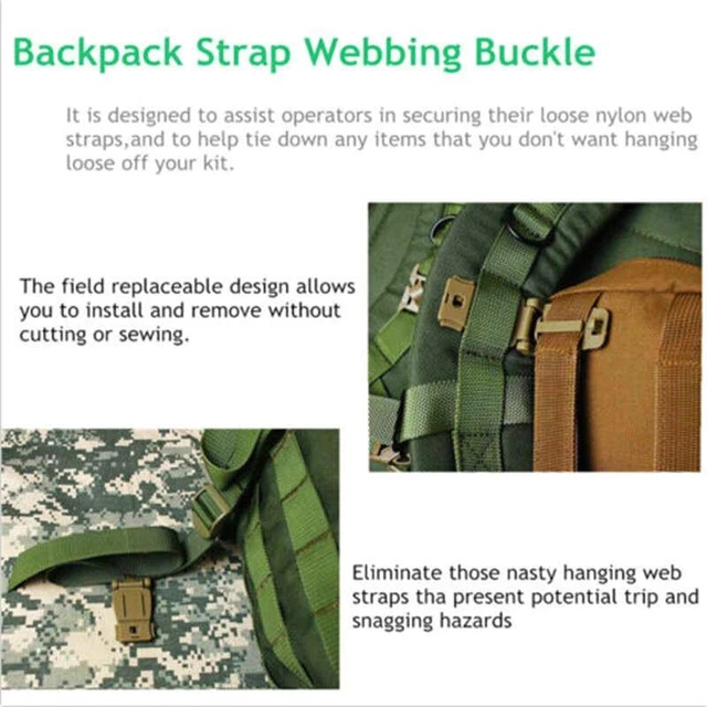 Molle Strap Bag Webbing Clamp Buckle Clip - Backpack Accessory