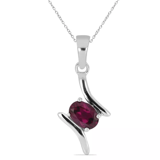 0,72 Carat Rhodolite Pendentif 925 Argent Collier Chaîne Rhodolite Grenat Bijoux