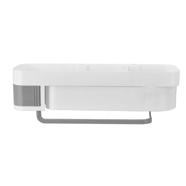 (Blanco y gris) estante de esquina de baño de doble capa giratorio montado en pared elegante