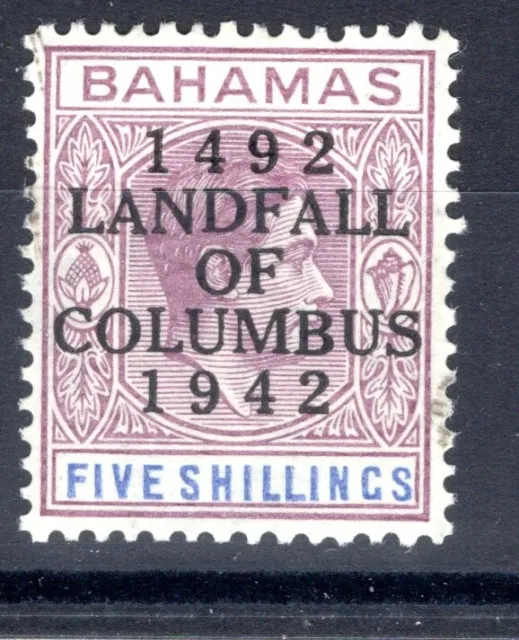 Bahamas 1942 sg 174 5/- reddish lilac (striated paper) VF UM cat £50