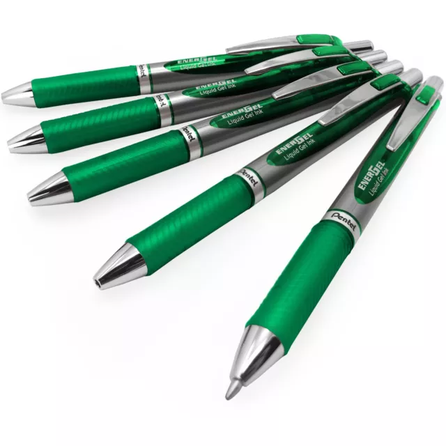 Pentel Energel BL80 Retractable Liquid Gel Ink Rollerball Pen- Green - 5 Pack