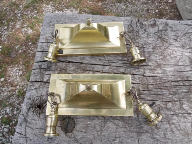 Antique Original Arts Crafts Mission Brass Ceiling Light Fixture Restored, Each