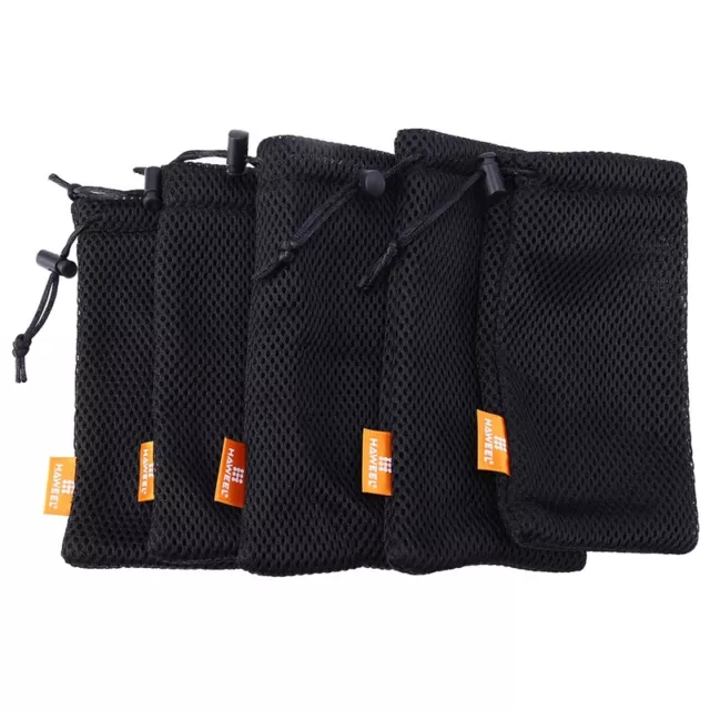 4X( 5-Pack Nylon Mesh Storage Pouch Bag - 3.5 x 7.3 Inch Multi Trave