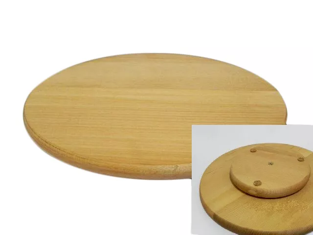 BIG Rotating Board Lazy Susan Round Wooden Swivel Serving Pizza Cake 16 inches 3