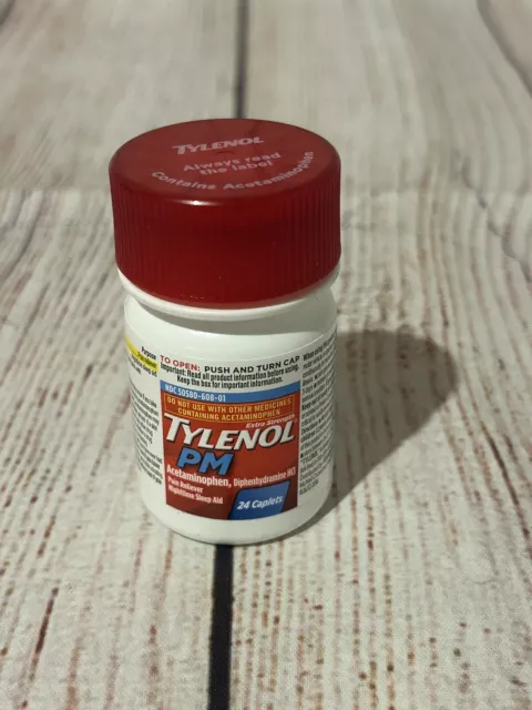 Tylenol PM Pain Reliever/Nighttime Sleep Aid Tablets 24ct -Expiration 7/2024