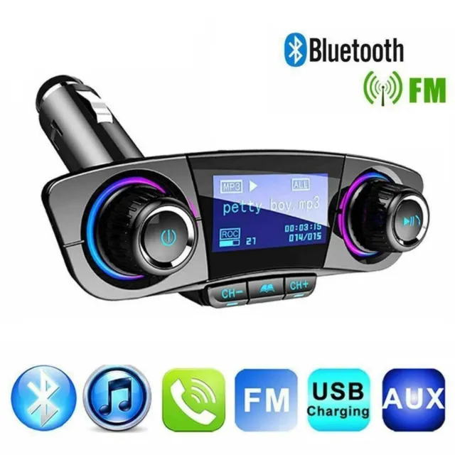 Transmisor Bluetooth FM para automóvil reproductor de MP3 manos libres radio adaptador USB kit cargador