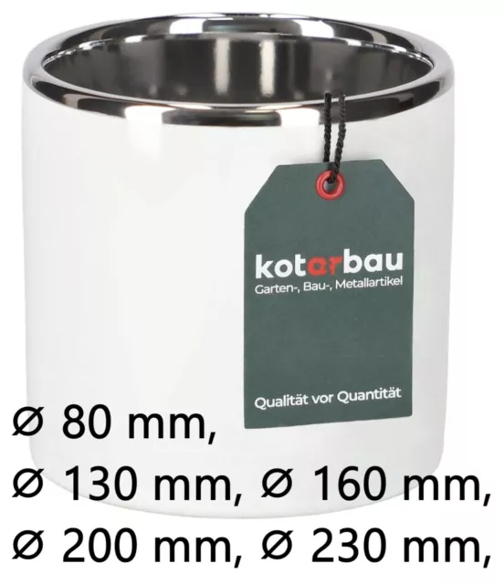 KOTARBAU® Keramik-Blumentopf Zylinder Weiß Silber Pflanztopf