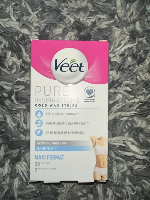 Veet PURE INSPIRATIONS Cold Wax Strips BIKINI & UNDERARM MAXI FORMAT Exp 5/24