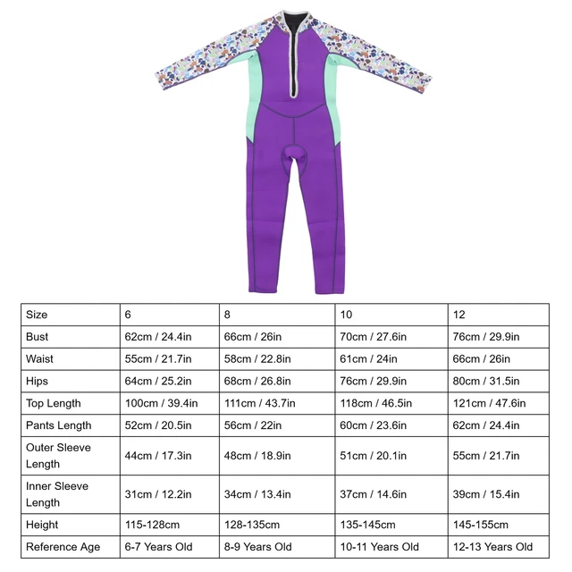 (Taille 6) Maillot De Bain Thermique Pour Enfant Doux à Manches Longues
