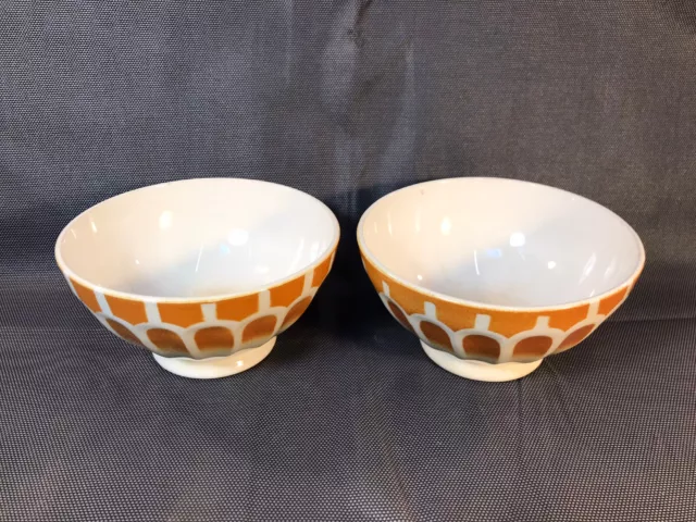 Lot de 2 anciens bols en céramique vintage années 1950 petit déjeuner soupe