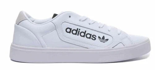 ADIDAS Sleek Cupsole Lacet Décontracté Baskets en Blanc Noir Taille UK 3 - 8 2