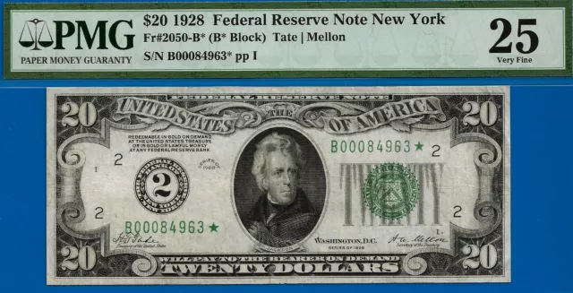 Near TOP POP - 1928 $20 FRN (( 3rd Finest - Numerical STAR )) PMG 25 # 84963-