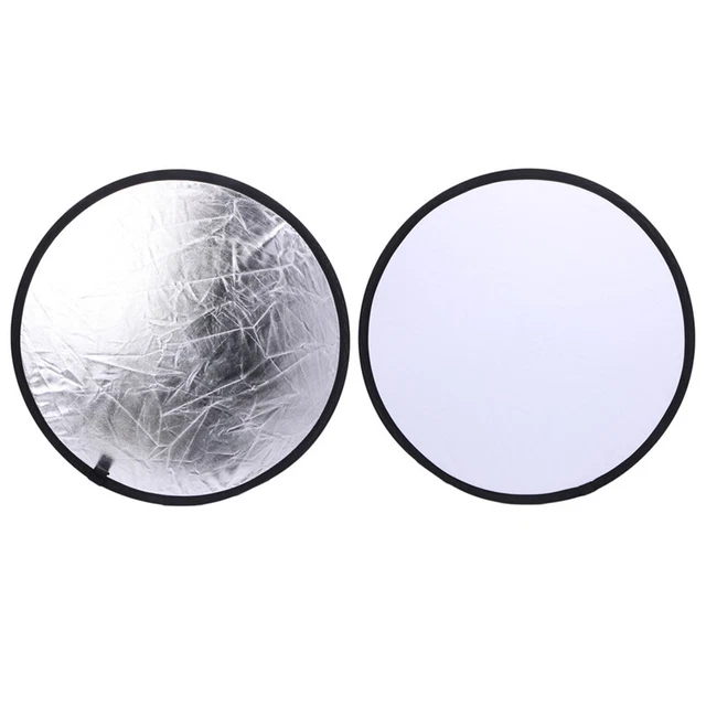 2 in 1 55-60 cm luce riflettore fotografia disco pieghevole multiplo argento/bianco