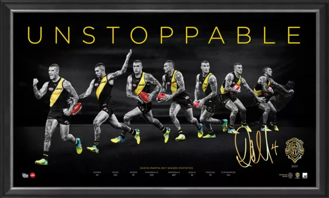 Dustin Martin Signed AFL Richmond Print Framed Unstoppable 2017 Brownlow Medal