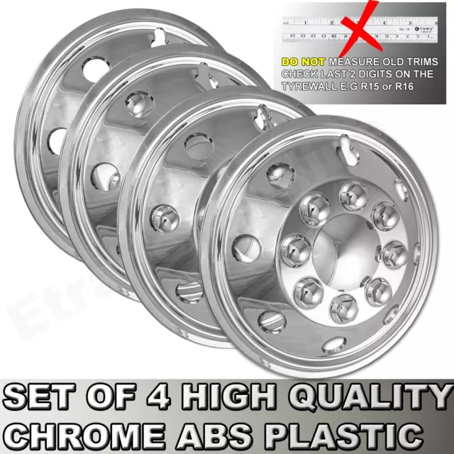 16" Inch Fiat Ducato Chrome Wheel Trims Motorhome Van RV Hub Caps x 4 Trim