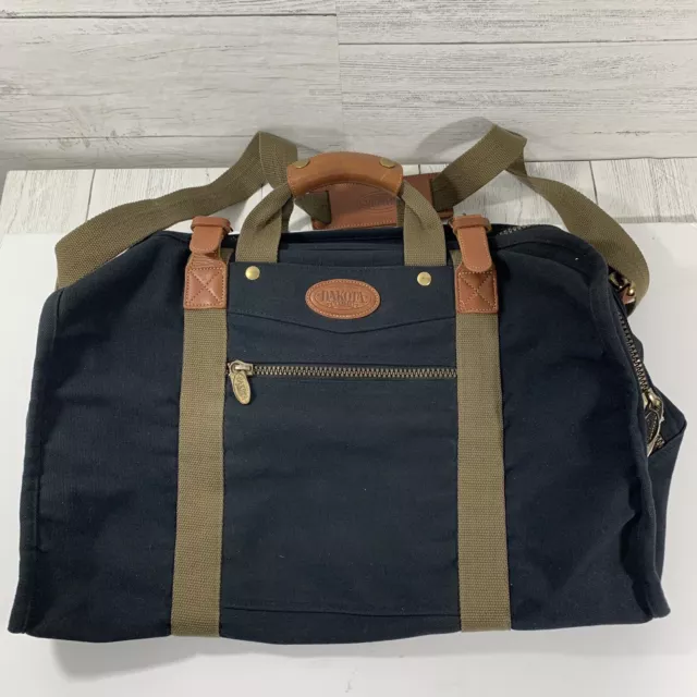 Vintage DAKOTA TUMI 20” Black Canvas / Brown Leather Carry-On Duffle Bag