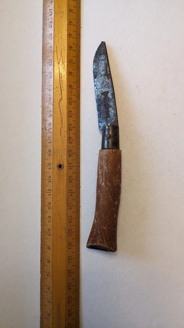Couteau Pliant Opinel N°6 Ancien - Virobloc "La Main Couronnée", Bois, France