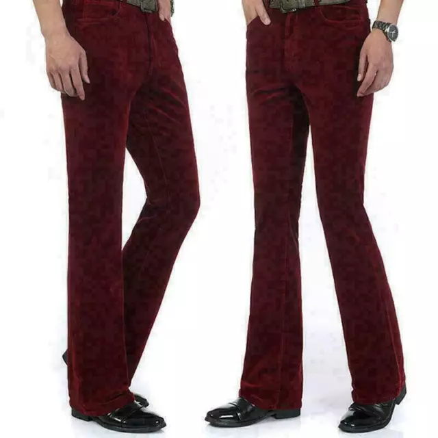 Pantalones inferiores campana relajados estilo vintage años 60 años 70 para hombre calce elástico clásico 2