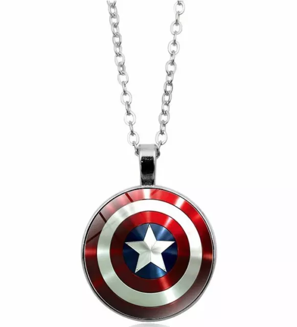 CAPTAIN AMERICA VIBRANIUM Shield Marvel Superhero Pendant Necklace ...